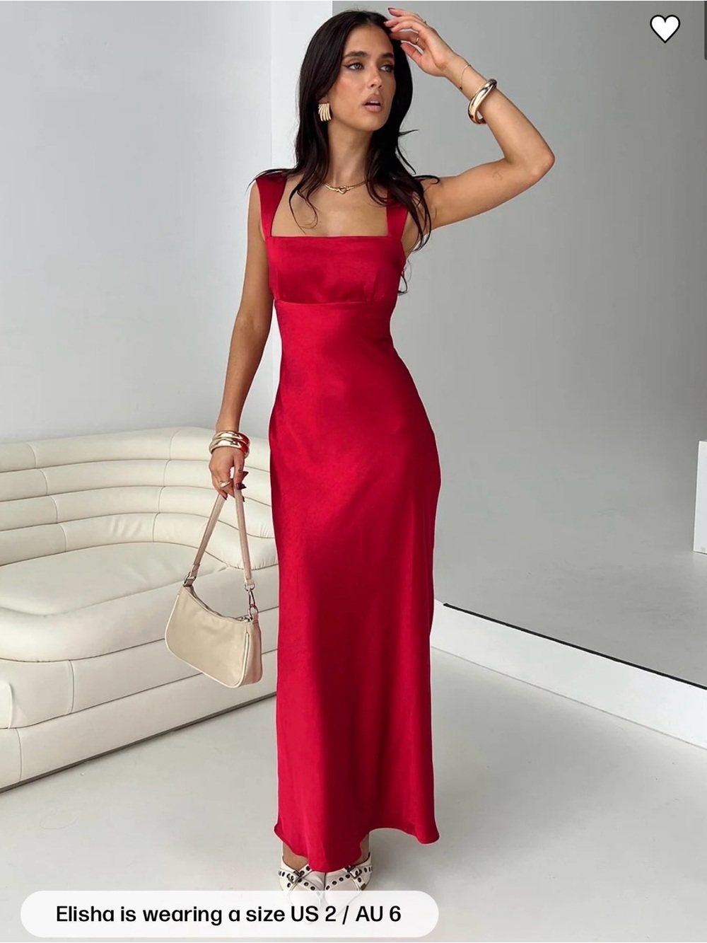 Princess Polly Satin Square-Neck Red Maxi Dress